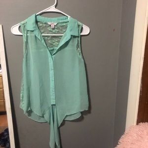 Turquoise Short sleeve blouse